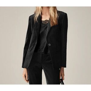 J. Crew Velveteen One-Button Black Blazer